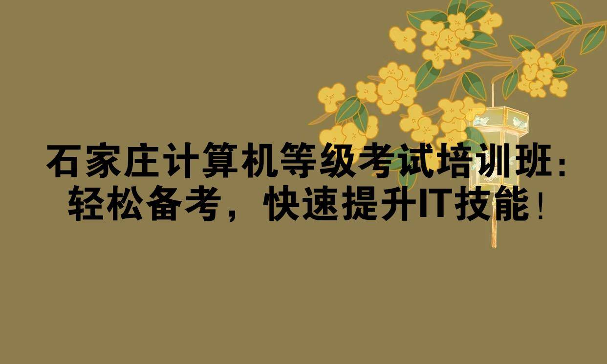 石家庄计算机等级考试培训班：轻松备考，快速提升IT技能！